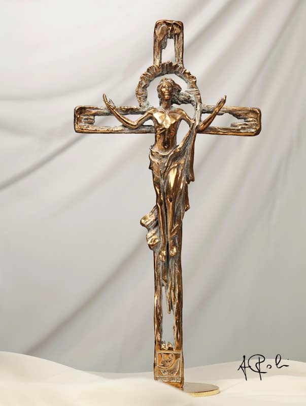 Crocifisso in bronzo, 19x37 cm