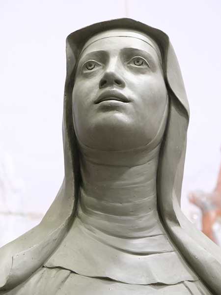 Detail of the clay model's face expression