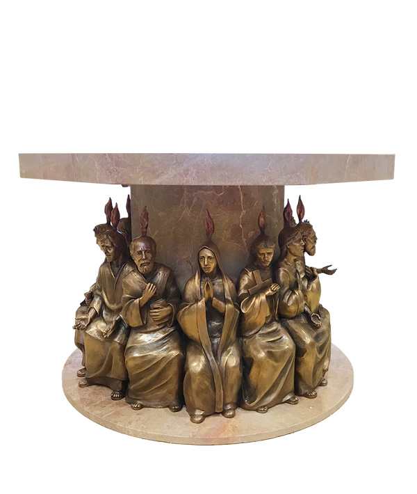 >Maria e i 12 Apostoli, scultura in bronzo realizzata da Progetto Arte Poli