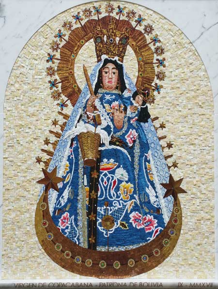 The mosaic depicting Our Lady of Copacabana for the Embassy of Bolivia