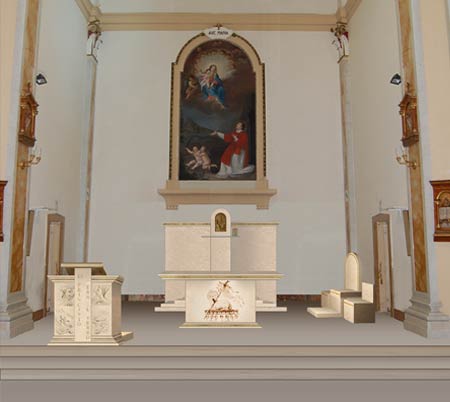 Rendering of the presbytery with the new furnishings
