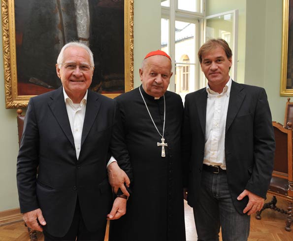 Card. Dziwisz con Albano e Paolo Poli